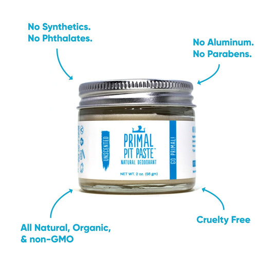 Primal Pit Paste Natural Aluminum-Free Deodorant, Unscented (1-Pack) | All-Day Odor Control For Women & Men | Effective, Skin Soothing Formula With Safe, Organic Ingredients, No Added Fragrance