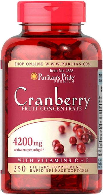 Puritan'S Pride Cranberry Fruit Concentrate With C & E 4200 Mg, 250 Count