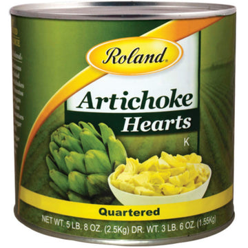 Roland Foods Quartered Artichoke Hearts, 5 Pound 8 Ounce Can, Pack of 2