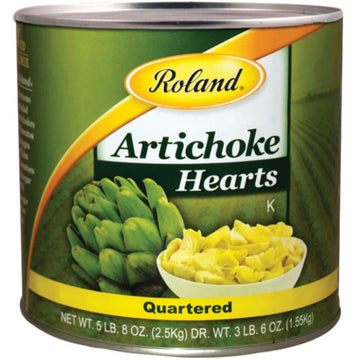 Roland Foods Quartered Artichoke Hearts, 5 Pound 8 Ounce Can, Pack Of 2