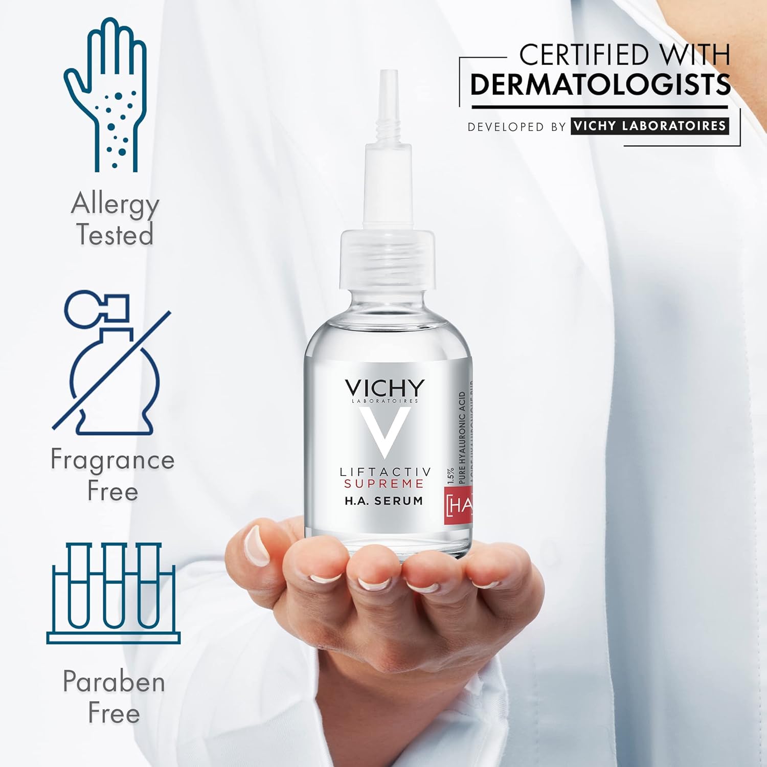 Vichy LiftActiv H.A. Wrinkle Corrector | Hyaluronic Acid Serum For Face | 1.5% Hyaluronic Acid + Vitamin C | Hydrating Serum | Plumping & Firming | Anti Aging Serum For Wrinkles & Fine Lines : Beauty & Personal Care