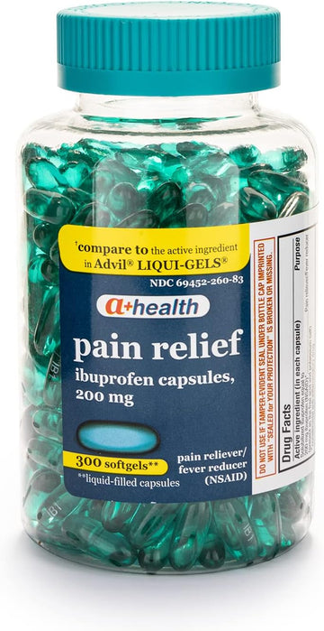 Ibuprofen 200 Mg Softgels, Pain Reliever/Fever Reducer (NSAID), Made in USA, 300 Count