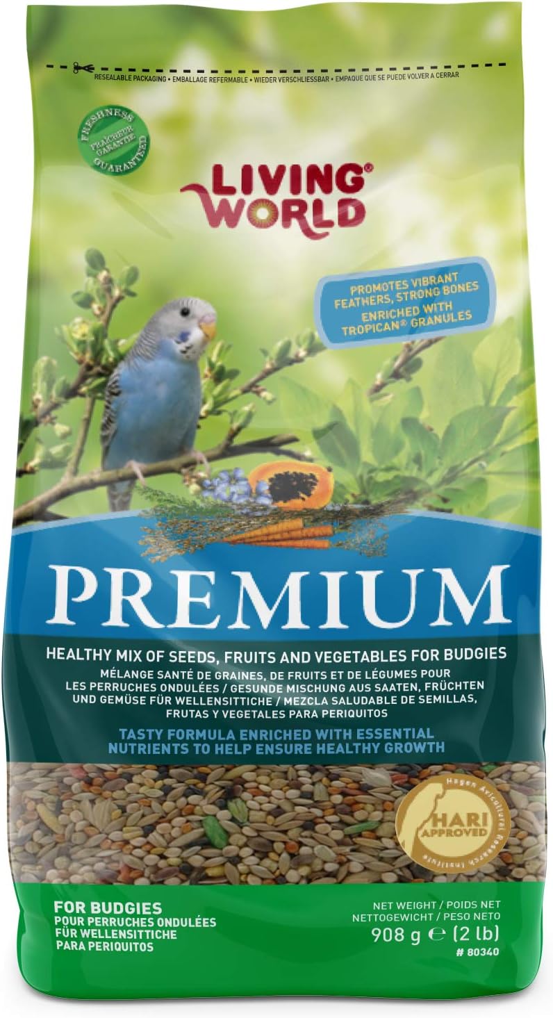 Living World Premium Mix For Budgies, 908 g (2 lb) :Garden