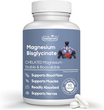 Chelated Magnesium Glycinate 200mg - 90 Day Supply for Nerve, Muscle, Bone, Joint, and Relaxation Support