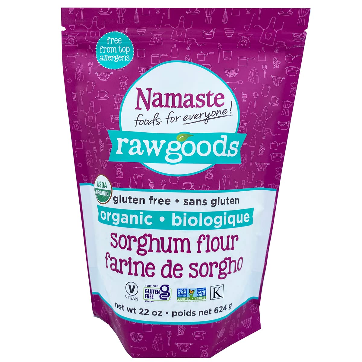 Namaste Foods Organic Sorghum Flour Gluten Free, 22 oz. (Pack of 6) – Allergen Free