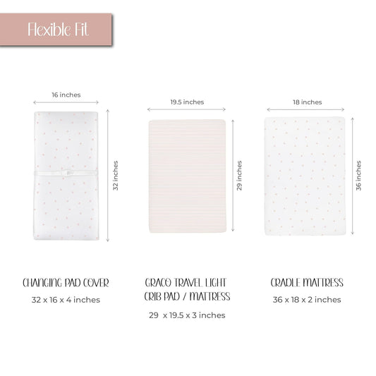 Changing Pad Cover 2 Pack - Baby Changing Pad Cover With 100% Jersey Cotton - Changing Pad Covers For Girls And Boys, Newborn Essentials (Pink Tulip & Stripes)