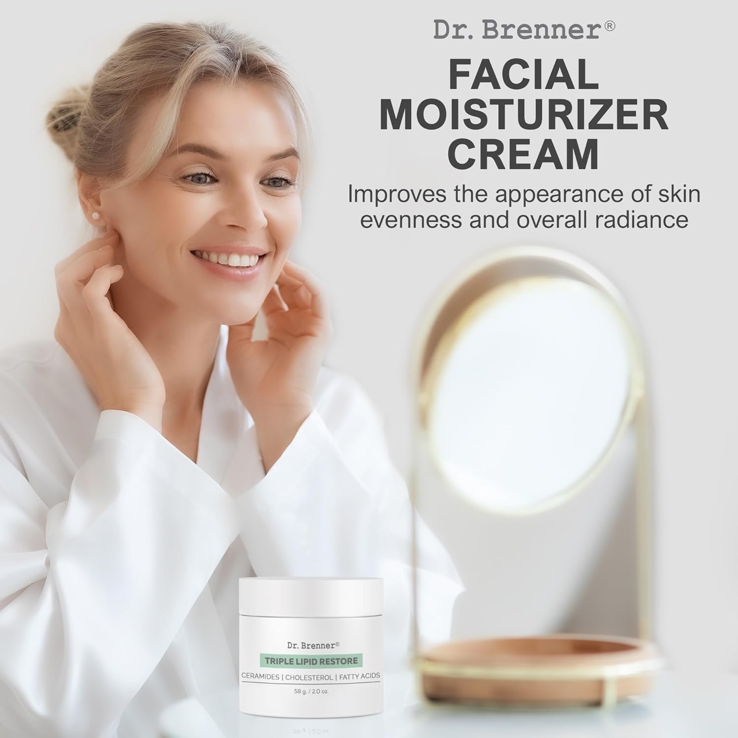 Dr. Brenner Triple Lipid Restore Anti Aging Face Moisturizer Lifting & Recovery Cream With Ceramides, Lipids And Fatty Acids 2 Oz. : Beauty & Personal Care