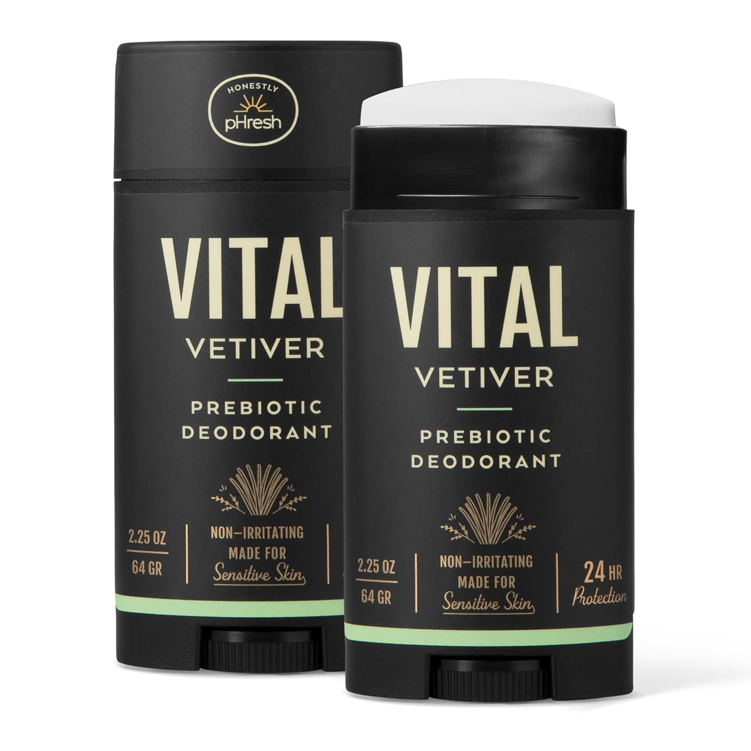 Honestly Phresh Prebiotic Natural Deodorant For Men – Aluminum & Baking Soda Free With 24 Hour Odor Protection. Clean Vegan Deodorant For Sensitive Skin. Made In Usa – Vital Vetiver Scent, 2.5 Oz