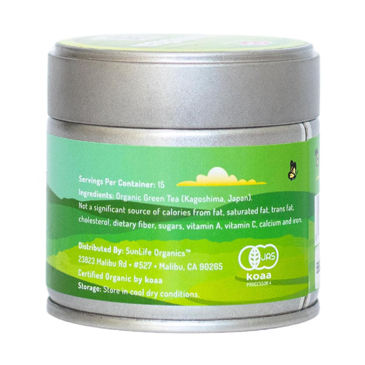 Sunlife Organics Usda Organic Matcha Green Tea Powder Tin (30 Grams) - Premium Japanese Matcha Powder Culinary Grade - Authentic Ceremonial Grade Matcha Powder