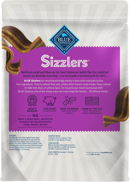 Blue Buffalo Sizzlers Bacon-Style Original Flavor Dog Treats With Real Usa Pork 28 Oz