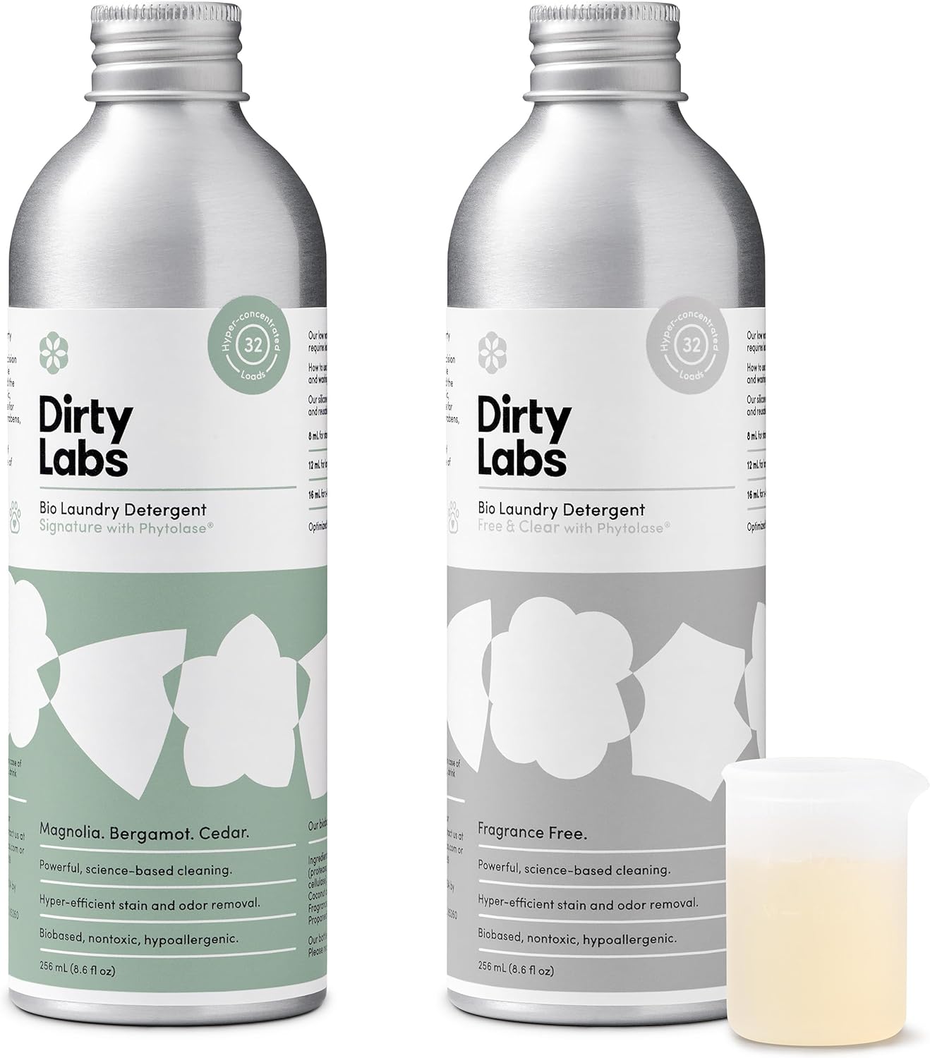 Dirty Labs | Bio-Liquid Laundry Detergent Starter Kit | Signature & Free & Clear | 2X 32 Loads (8.6 Fl Oz) | Hyper-Concentrated | High Efficiency & Standard Machine Washing | Nontoxic, Biodegradable