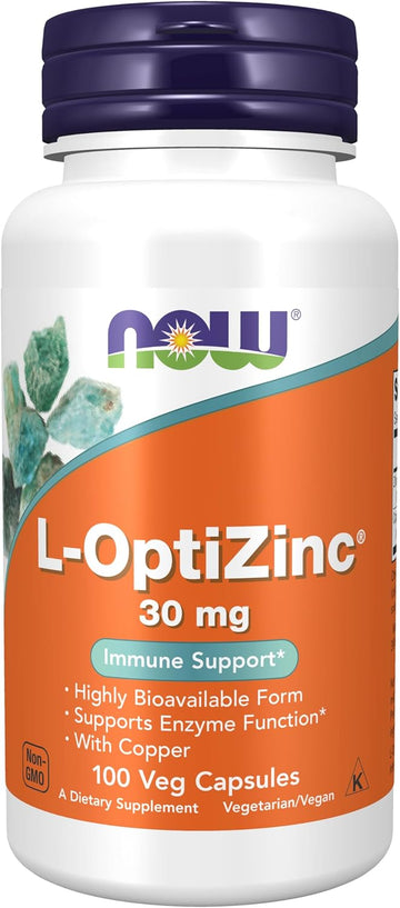 Now Foods Supplements, L-Optizinc® 30 Mg With Copper, Highly Bioavailable Form, Immune Support*, 100 Veg Capsules