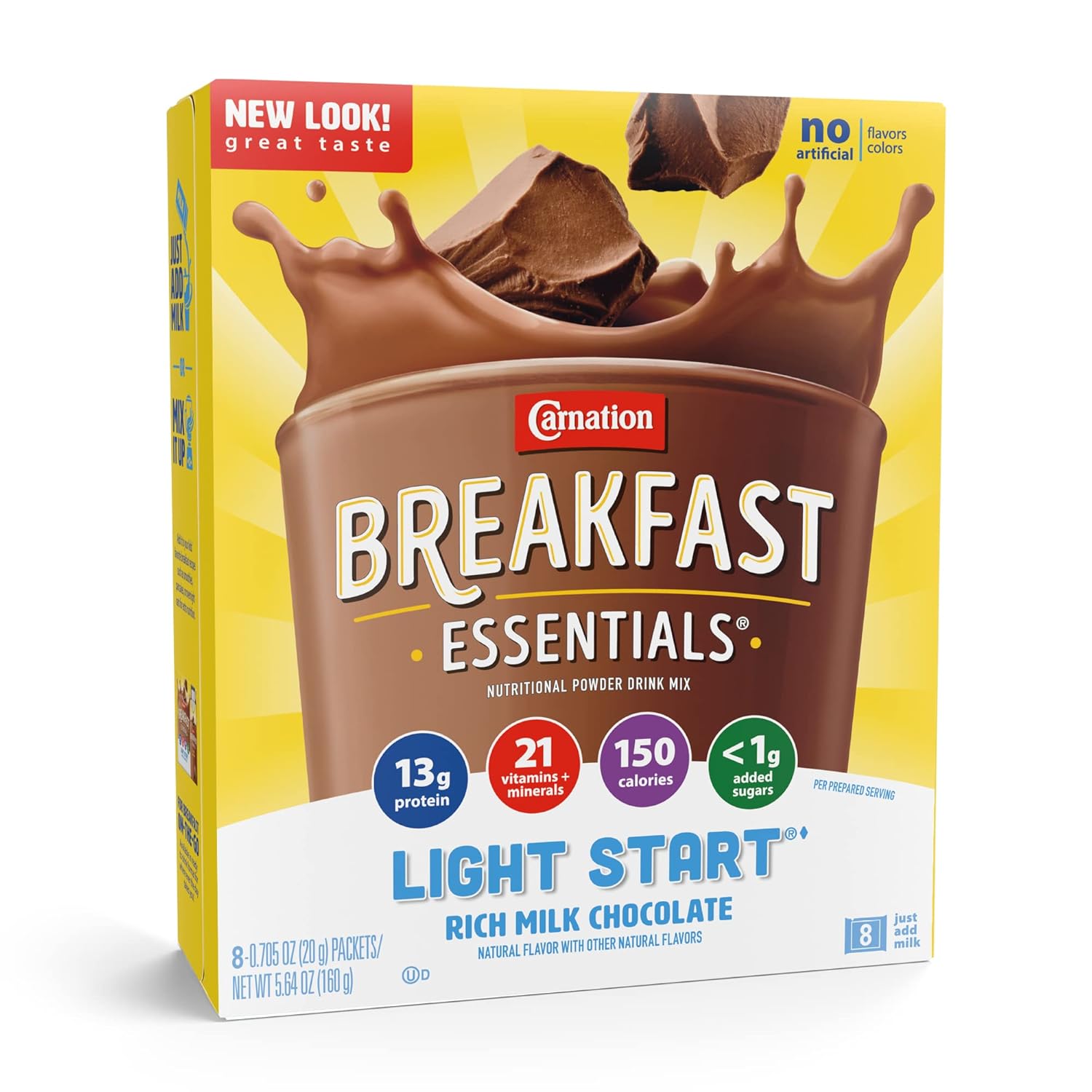 Carnation Breakfast Essentials Light Start Oral Supplement Chocolate 0.705 Oz. Packet 64 Ct