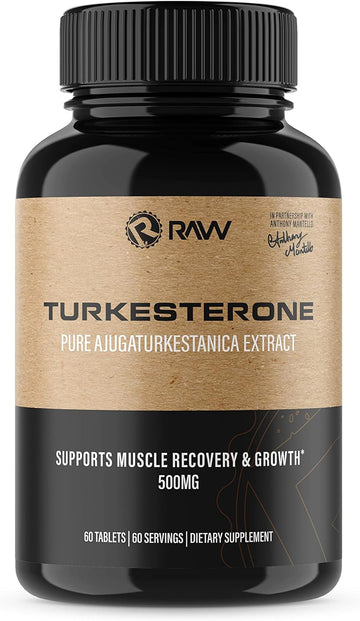 Raw Turkesterone Supplement Ajuga Turkestanica Extract Standardized To 10% (Highest) | Testosterone Booster For Men, Strength Enhancing, Mood Booster, Muscle Builder For Men | 60 Capsules, 500Mg Each