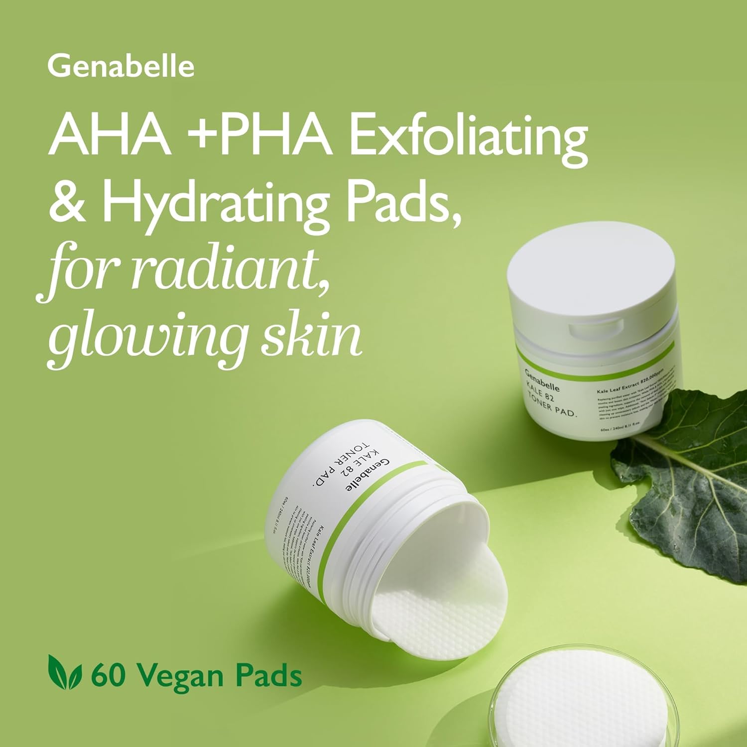 Kale 82 Toner Pad - 60 Jumbo Sheets, Aha Pha Dead Skin Care Daily Hydrating Toner Pad Exfoliating