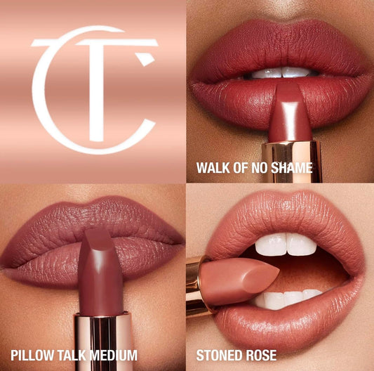 Charlotte Tilbury Iconic Mini Lip Trio - Stoned Rose, Pillow Talk 2, Walk Of No Shame