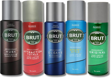 Brut Deodorant Collection - 200Ml Body Sprays Featuring Brut Oceans, Original, Musk, Attraction Totale, And Sport Style For Long-Lasting Freshness And Confidence