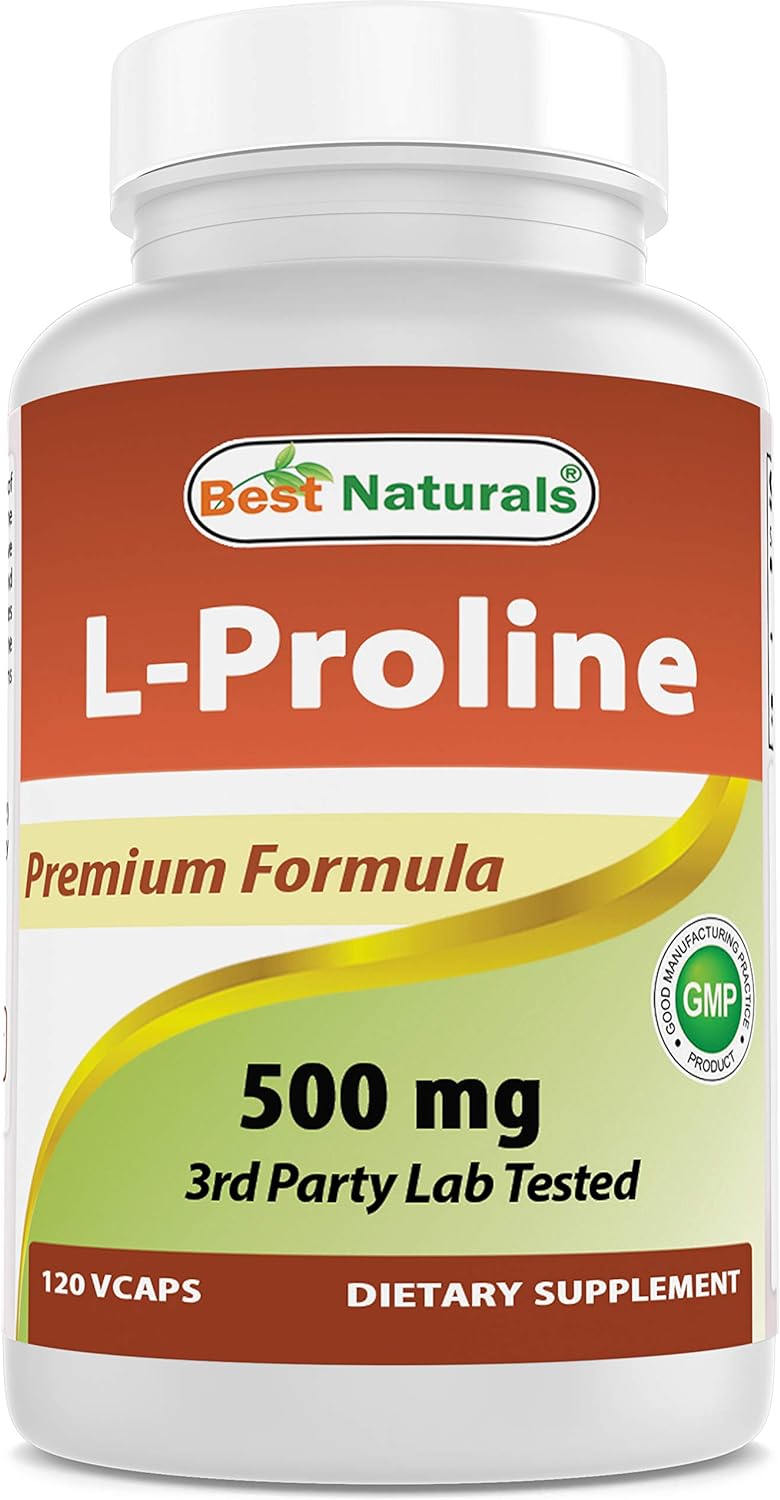 Best Naturals L-Proline Amino Acid Dietary Supplement 500 Mg, 120 Count (817716014456)