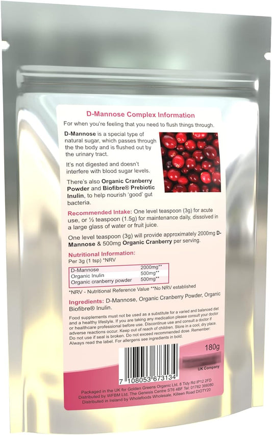 Golden Greens DMannose Complex with Organic Cranberry 60 Servings, 1 Count