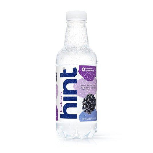 Hint Water Blackberry, Pure Water Infused With Blackberry, Zero Sugar, Zero Calories, Zero Sweeteners, Zero Preservatives, Zero Artificial Flavors, 16 Fl Oz (Pack Of 12)