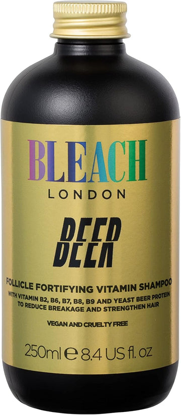 Bleach London Beer Shampoo - Follicle Fortifying Vitamins, Beer Yeast Proteins, Nutrient Rich, Vegan Cruelty Free, For Healthy Hair & Scalp, 250 Ml