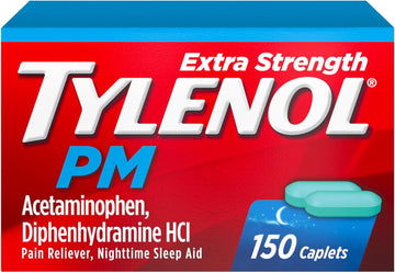 Tylenol Pm Extra Strength Nighttime Pain Reliever & Sleep Aid Caplets, 500 Mg Acetaminophen & 25 Mg Diphenhydramine Hcl, Relief For Nighttime Aches & Pains, Non-Habit Forming, 150 Ct