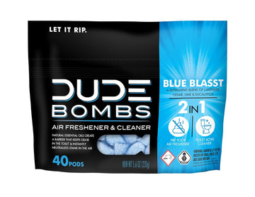 Dude Bombs - Toilet Stank Eliminator - 1 Pack, 40 Pods - Fresh Scent 2-In-1 Stank Eliminator + Toilet Bowl Freshener - Refreshing Blend Of Lavender, Cedar, Lime, And Eucalyptus
