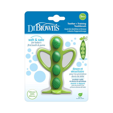 Dr. Brown'S Peapod Teether And Training Toothbrush, Soft And Safe For Baby Gums And First Teeth, Bpa Free, 100% Silicone, 3M+