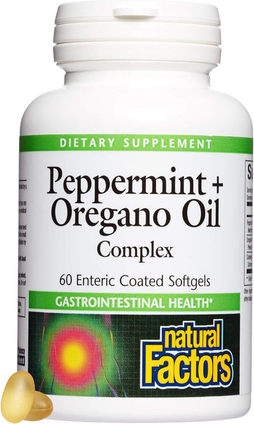 Natural Factors, Peppermint & Oregano Oil Complex, Digestive Aid For Gastrointestinal Health, 60 Softgels