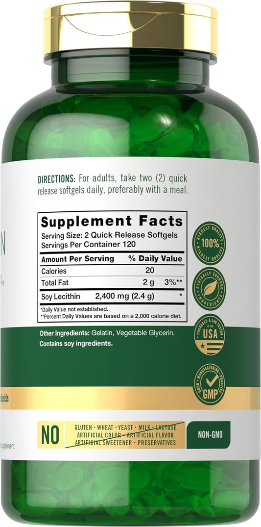 Carlyle Lecithin 2400Mg | 240 Softgel Capsules | Phospholipid Supplement | Non-Gmo, Gluten Free