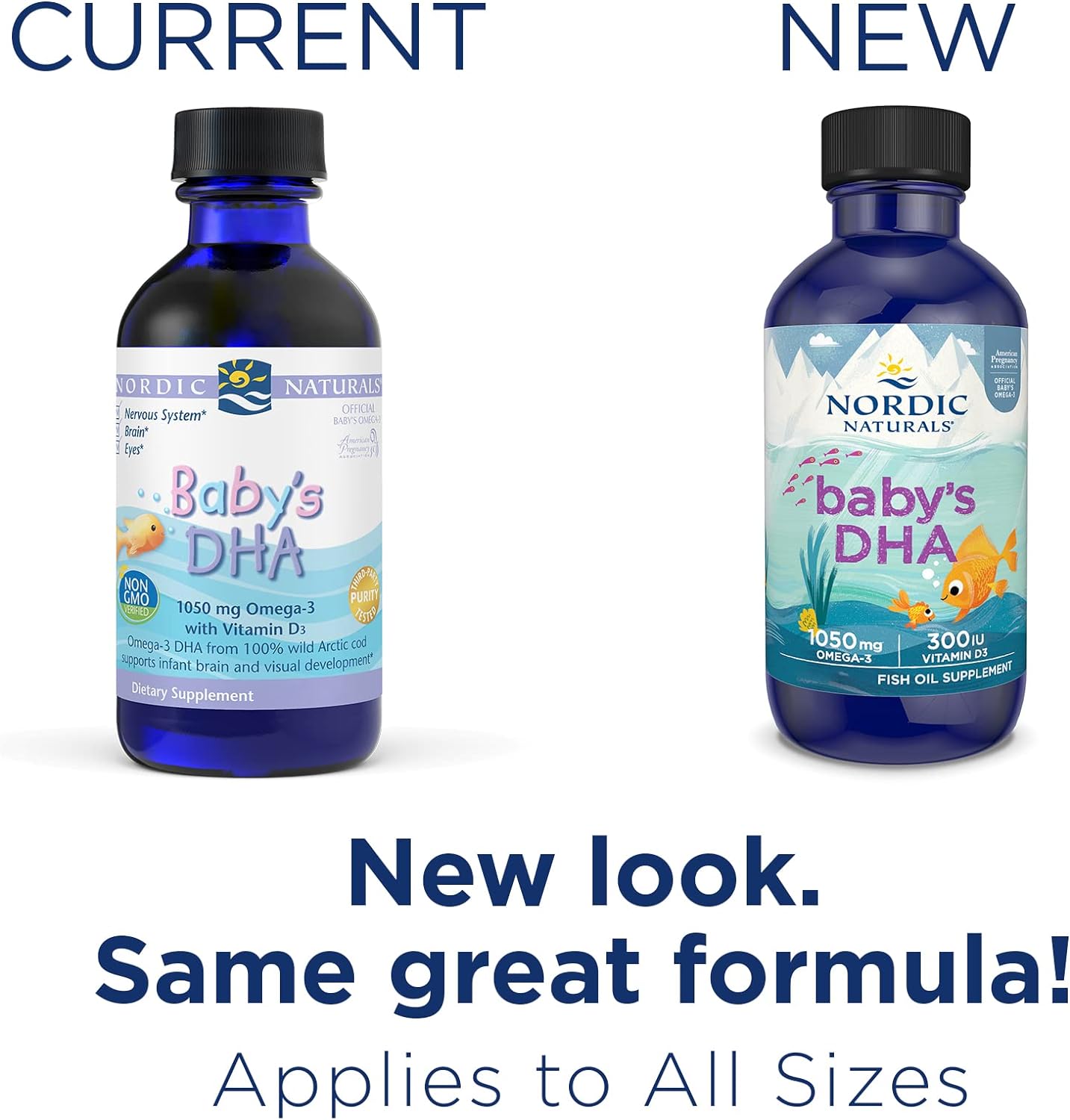 Nordic Naturals Baby’s DHA, Unflavored - 4 oz - 1050 mg Omega-3 + 300 IU Vitamin D3 - Supports Brain, Vision & Nervous System Development in Babies - Non-GMO - 24 Servings : Health & Household