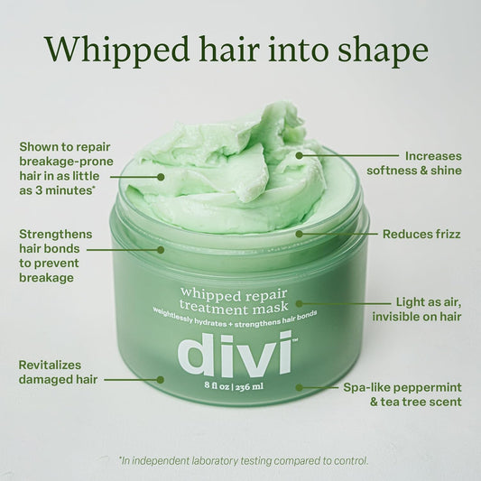 Divi Whipped Repair Hair Treatment Mask – Deep Conditioning Hair Mask For Dry, Damaged, And Color-Treated Hair - 8 Fl Oz