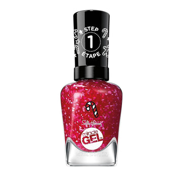 Sally Hansen Miracle Gel™, Holiday Peppermint To Be, Long Lasting, Gel-Like Formula, No Uv Lamp Needed, Red Glitter Nail Polish