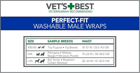 Vet's Washable Male Dog Diapers | Absorbent Male Wraps with Leak Protection | Excitable Urination, Incontinence, or Male Marking |1 x Diaper per Pack?3165810421