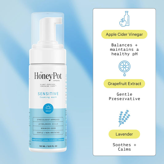 The Honey Pot Company - Sensitive Feminine Wash - Herbal Infused Natural Hygiene Wash For Sensitive Skin Types - Ph Balanced Plant Based Feminine Products - 5.51 Fluid Oz (Pack 3)