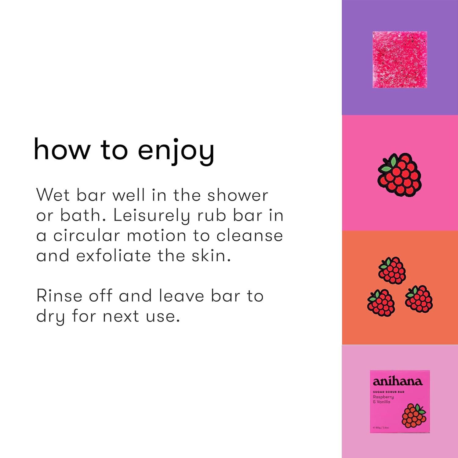 Anihana Sugar Scrub Soap Bar With Coconut Oil, Moisturizing, Gentle, Exfoliating Body Scrub, Refreshing Raspberry And Vanilla Scent, 3.6 Oz : Beauty & Personal Care