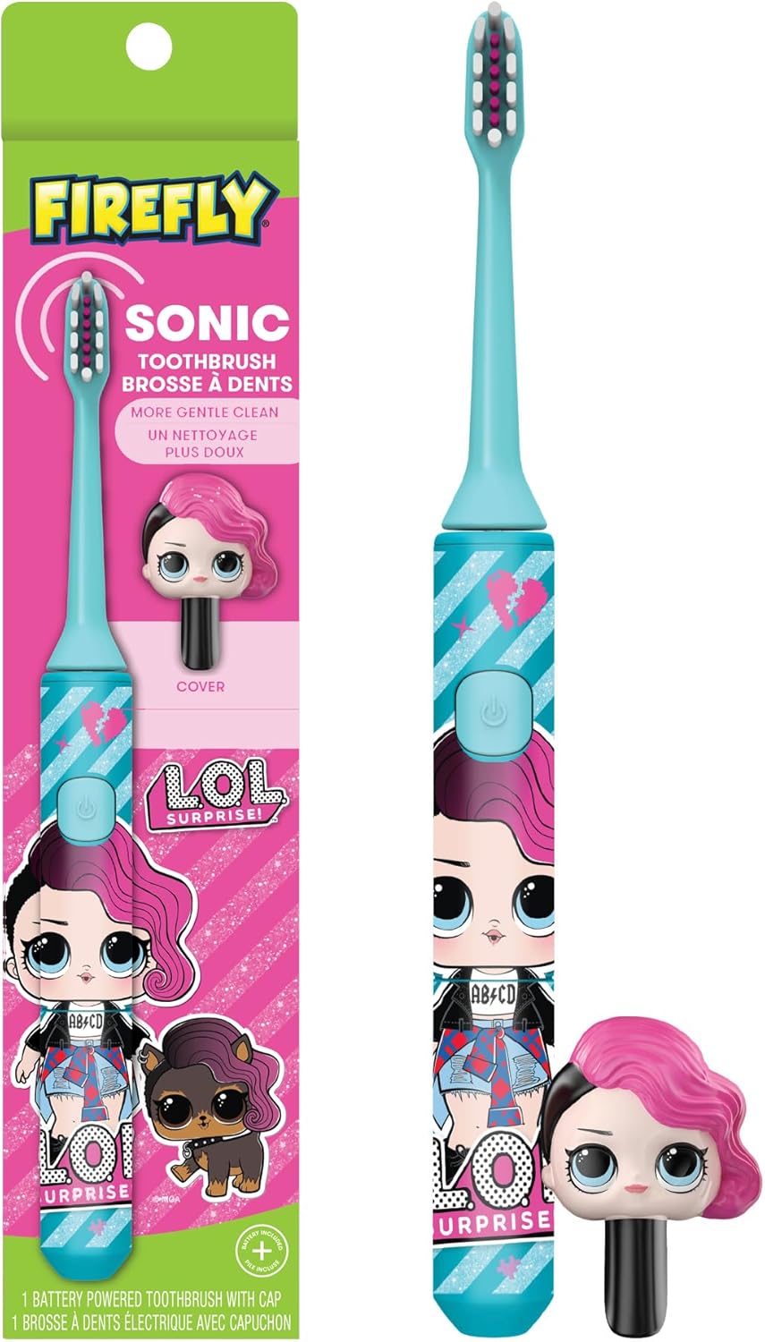 Firefly L.O.L. Surprise! Sonic Toothbrush With 3D Toothbrush Cover, Soft, Ages 3+