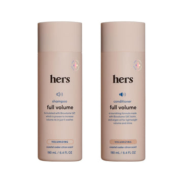 Hers Full Volume Shampoo And Conditioner - Volumizing Shampoo And Conditioner For Women - Soft Cedar & Citron - Adds Volume, Shine & Bounce - 2 X 6.4 Fl Oz Bottles