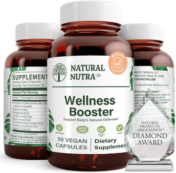 Natural Nutra Wellness And Immune Booster Herbal Extract, Ginger, Pomegranate, Turmeric, Boost Immunity, Respiratory Health, 50 Vegan Capsules