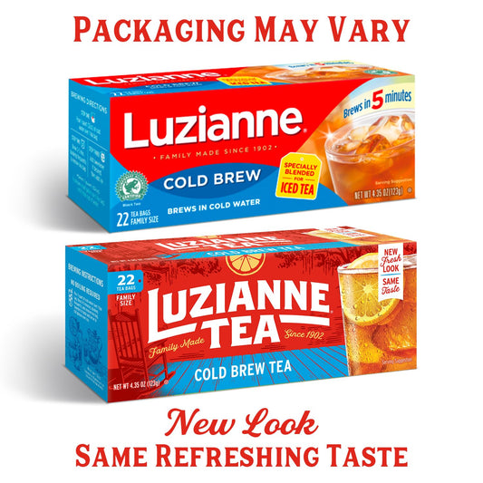 Luzianne Cold Brew Black Tea Bags, Family Size, Unsweetened, 22 Count Box, Specially Blended For Cold Brew In Water, Clear & Refreshing Home Brewed Southern Iced Tea