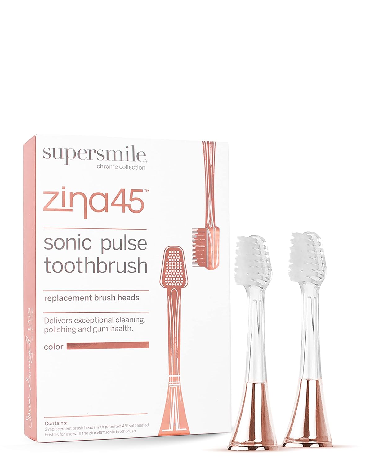 Supersmile Zina45 Replacement Brush Heads for Sonic Pulse Toothbrush