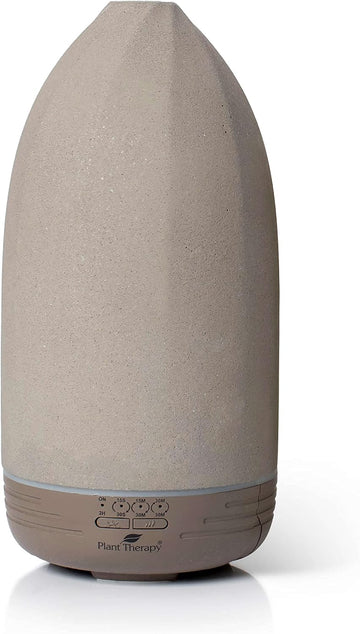 Plant Therapy Metro Stone Diffuser Gray - Essential Oil Diffuser - Sleek Design For Home & Office, 8 Hours Of Diffusion, Auto Shut Off, Soft Ambient Lighting, Four Timer Settings