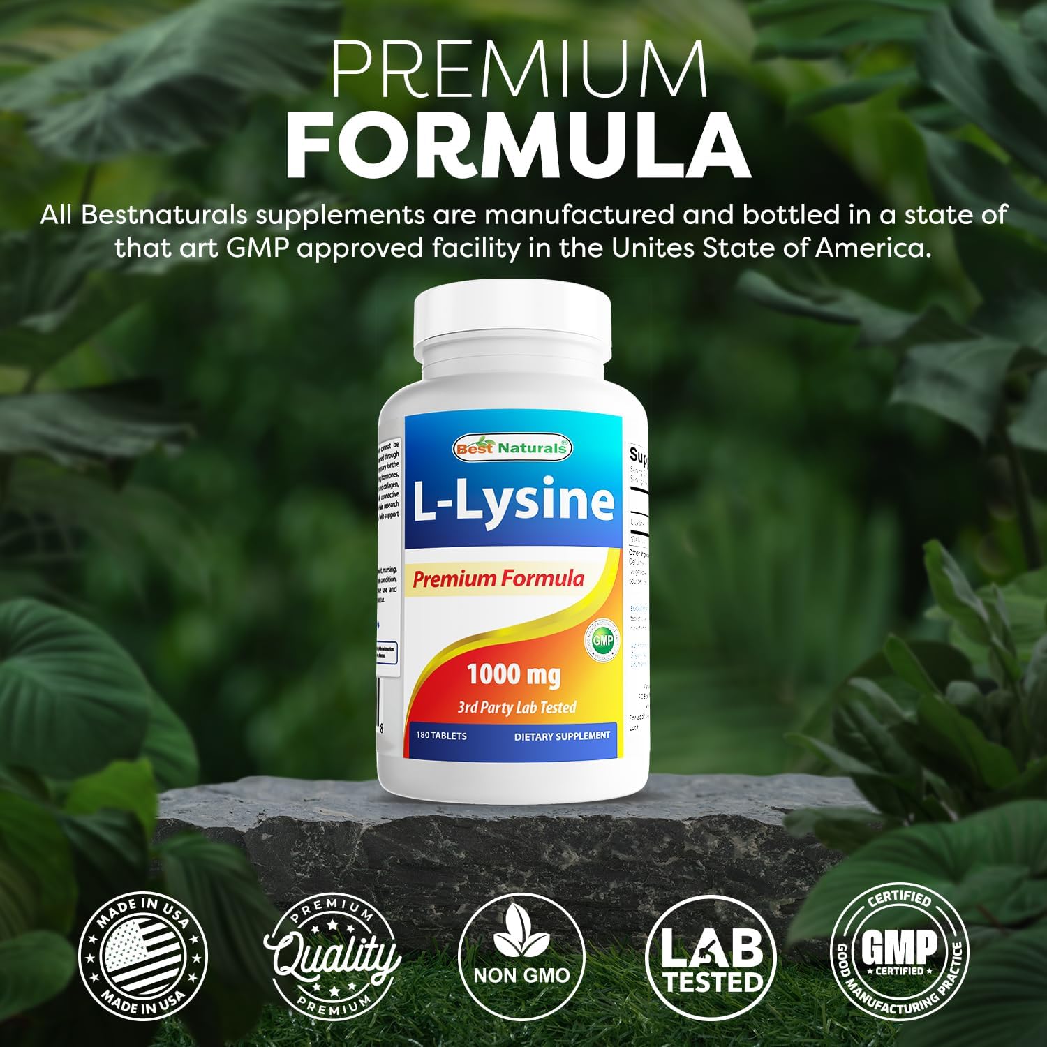 Best Naturals L-Lysine 1000Mg 180 Tablets - Double Strength Lysine For Stronger Immune Health & Cold Sores : Health & Household