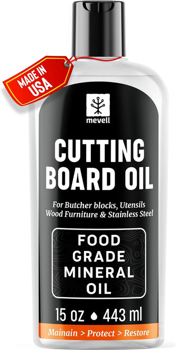 Food Grade Mineral Oil Made in USA 15 Oz, Butcher Blocks and Kitchen Countertops Conditioner, Food Safe Cutting Board Oil, Finish for Marble, Soapstone