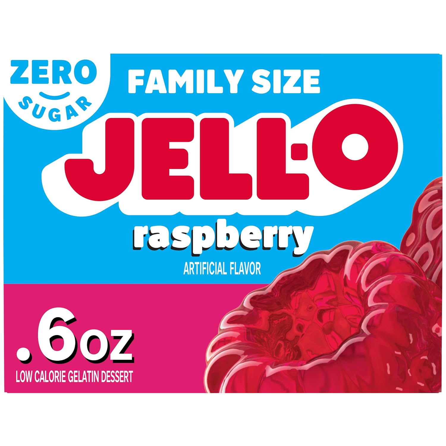 Jell-O Raspberry Sugar Free Gelatin Dessert Mix (0.6 Oz Box)