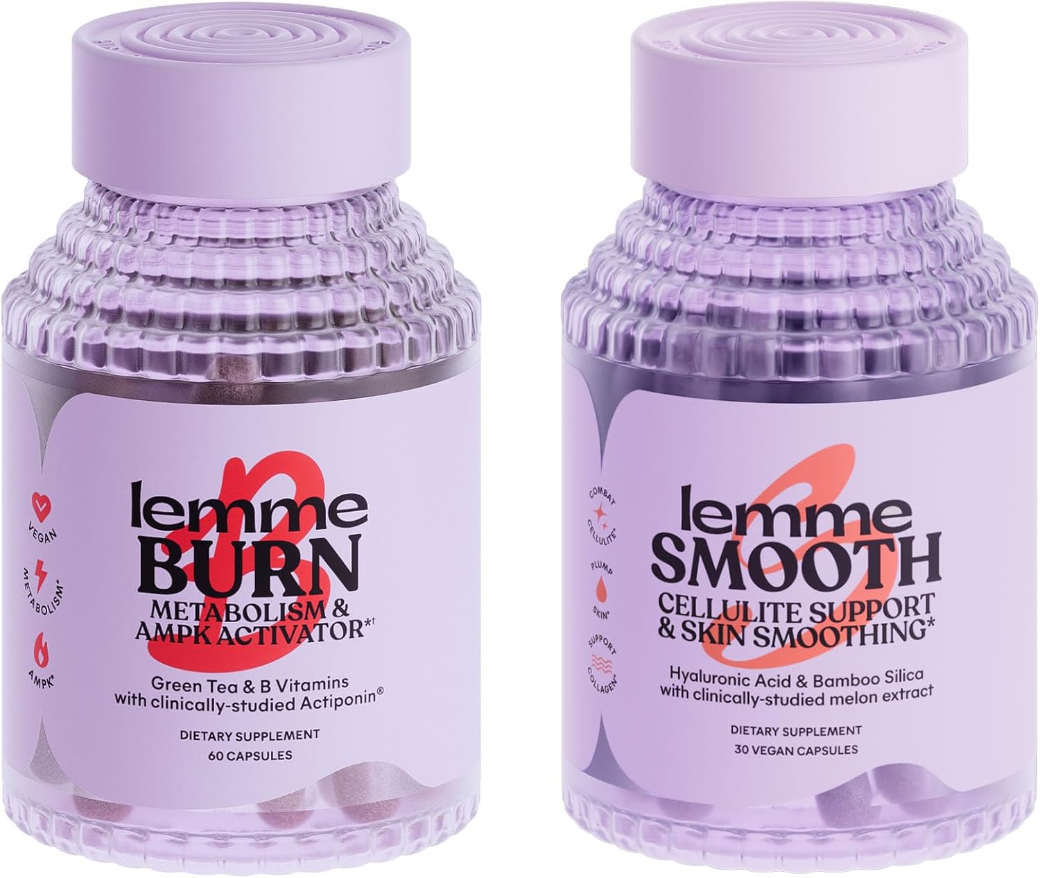 Lemme Burn & Smooth Capsules Bundle - Metabolism, Belly Fat Burning + Appetite Support Gummies - Boost Metabolism & Reduce Cellulite* Vegan, Gluten Free