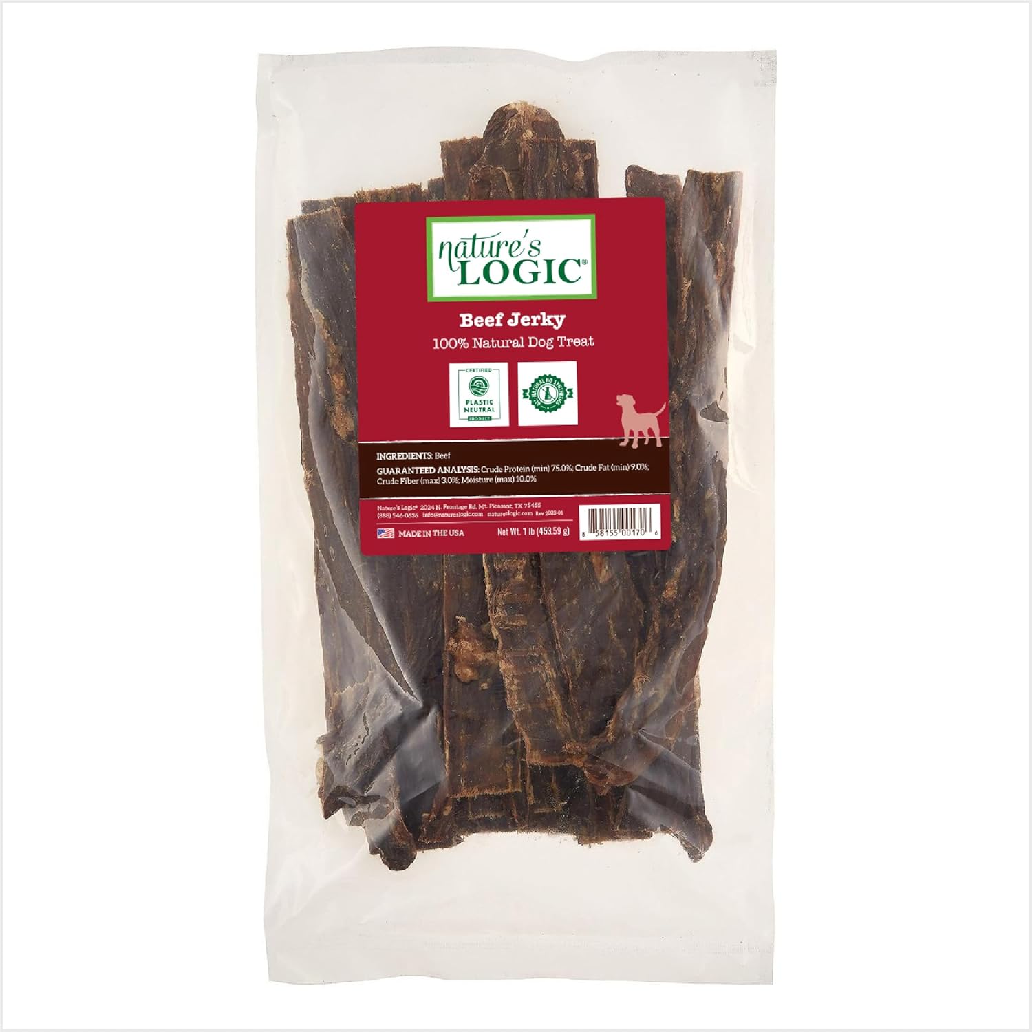 Nature'S Logic Beef Jerky Canine Treat, 1 Lb., 1 Pack