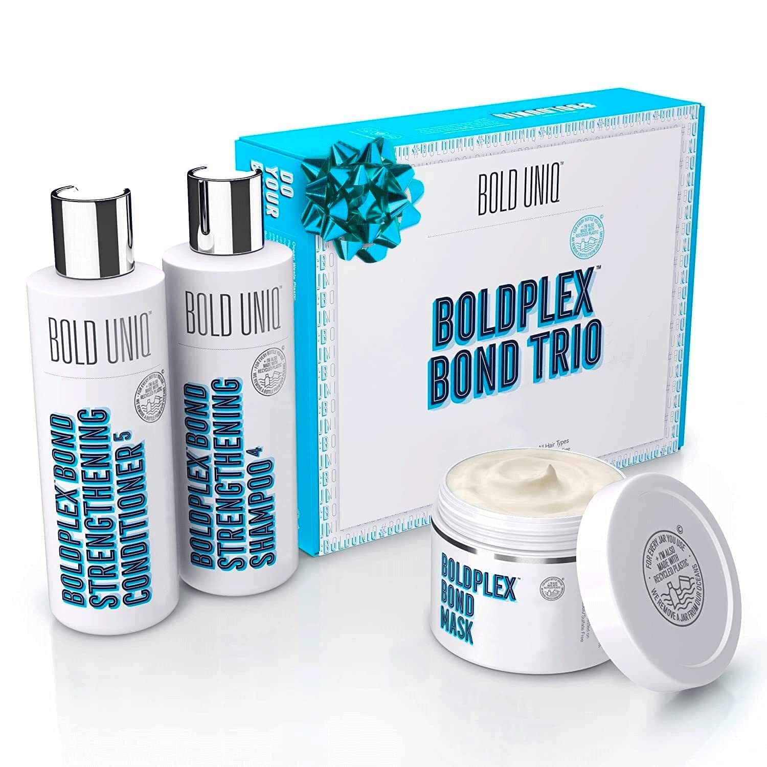 Boldplex 3, 4 & 5 Bond Restore Treatment, Shampoo & Conditioner Trio Gift Set - Hydrating Protein Formula, Strengthens Dry & Damaged Hair, Repairs Breakages & Split Ends. Vegan & Cruelty Free