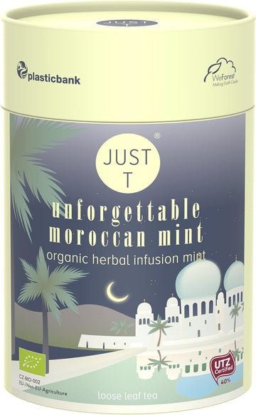 Just T Unforgettable Moroccan Mint Double Chamber Tea Bags (20 Pcs) | Organic Herbal Tea Infused With Moroccan Mint | Biodegradable Premium High-Grown Leaf Tea For All Tea Lovers