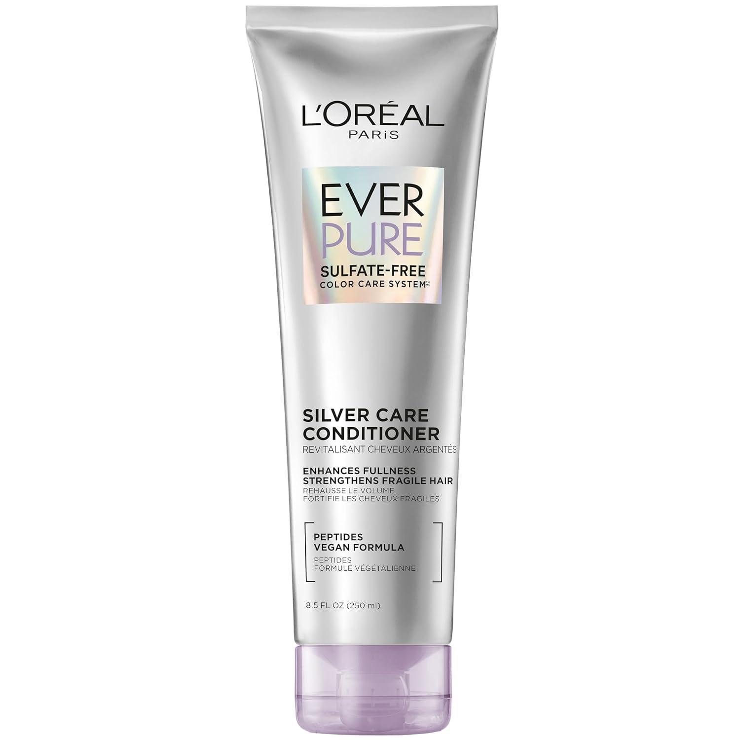 L'Oreal Paris Everpure Silver Care Sulfate Free Conditioner, Brightening And Nourishing Hair Care For Gray And Silver Hair, Vegan Formula With Peptides, 8.5 Fl Oz